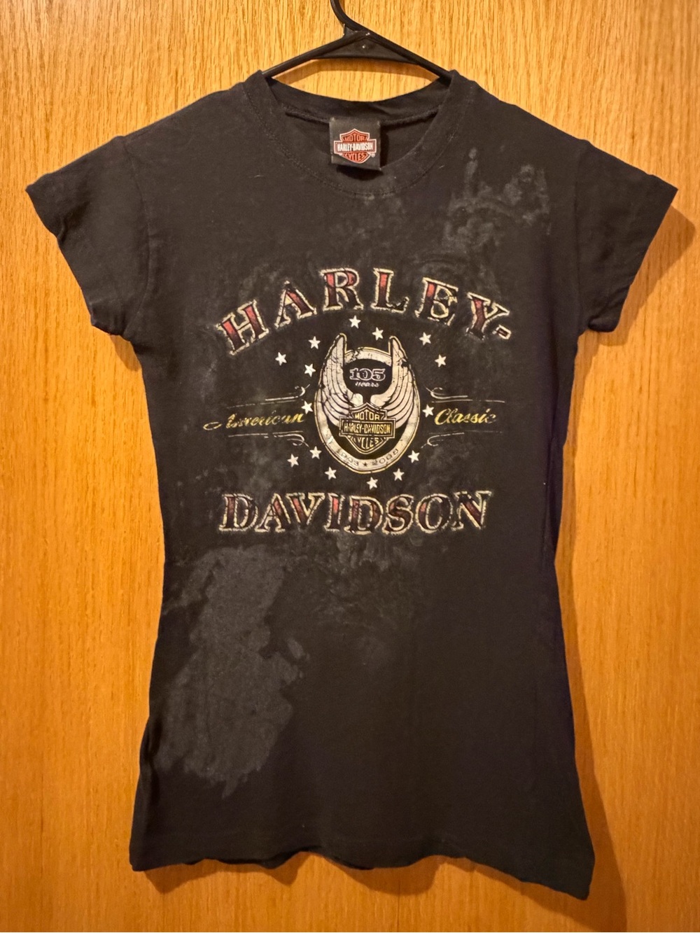 Harley Davidson Y2K Biker Baby Tee Black Graphic Shirt Made in USA M